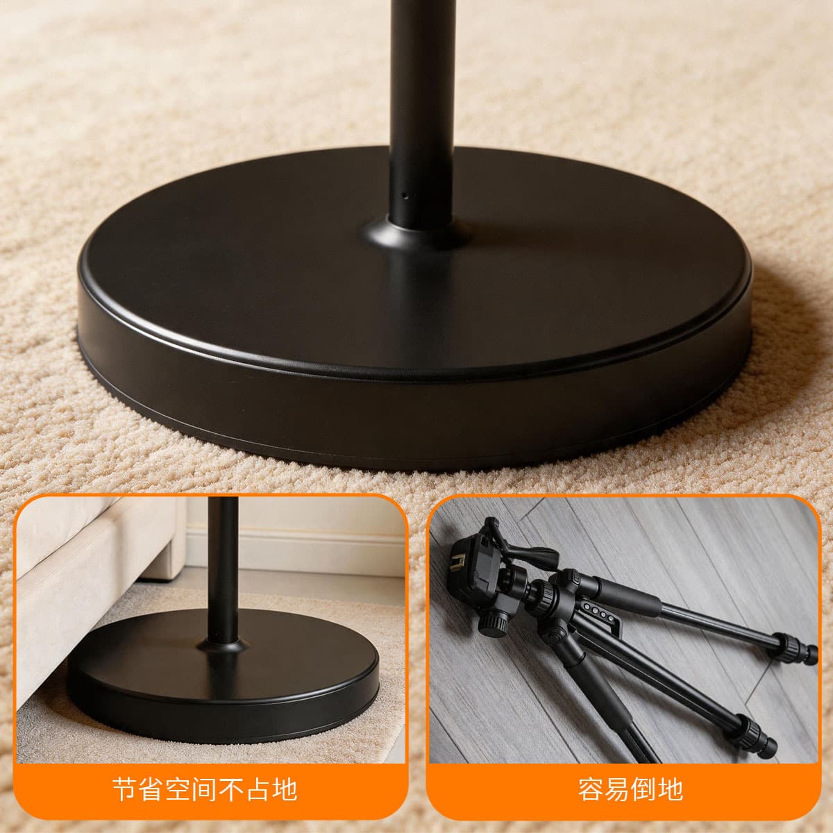 New Phone Holder for Live Streaming Photography, Multi-functional Extendable Floor Stand with Round Base for Overhead Shooting and Video Recording