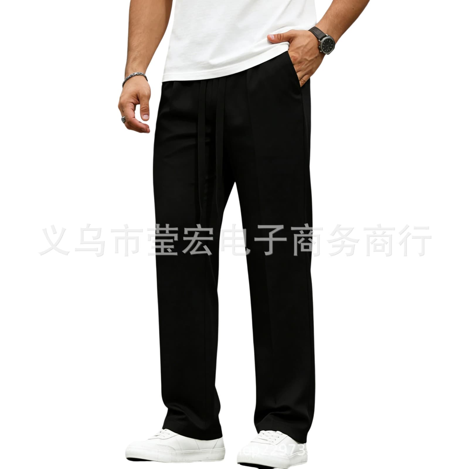Cross-border Supply Loose Casual Trousers European and American Style Pleated Dress Pants for Men Flowy Ice Silk Dress Pants Spring and Autumn New Arrival