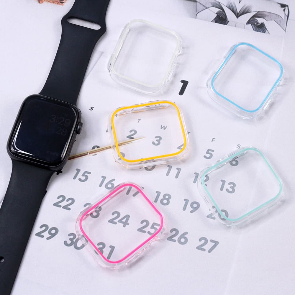 Luminous PC Hard Shell Case for Apple Watch 4/5/6/7/8/9/SE, Dual-Color Hollow Design