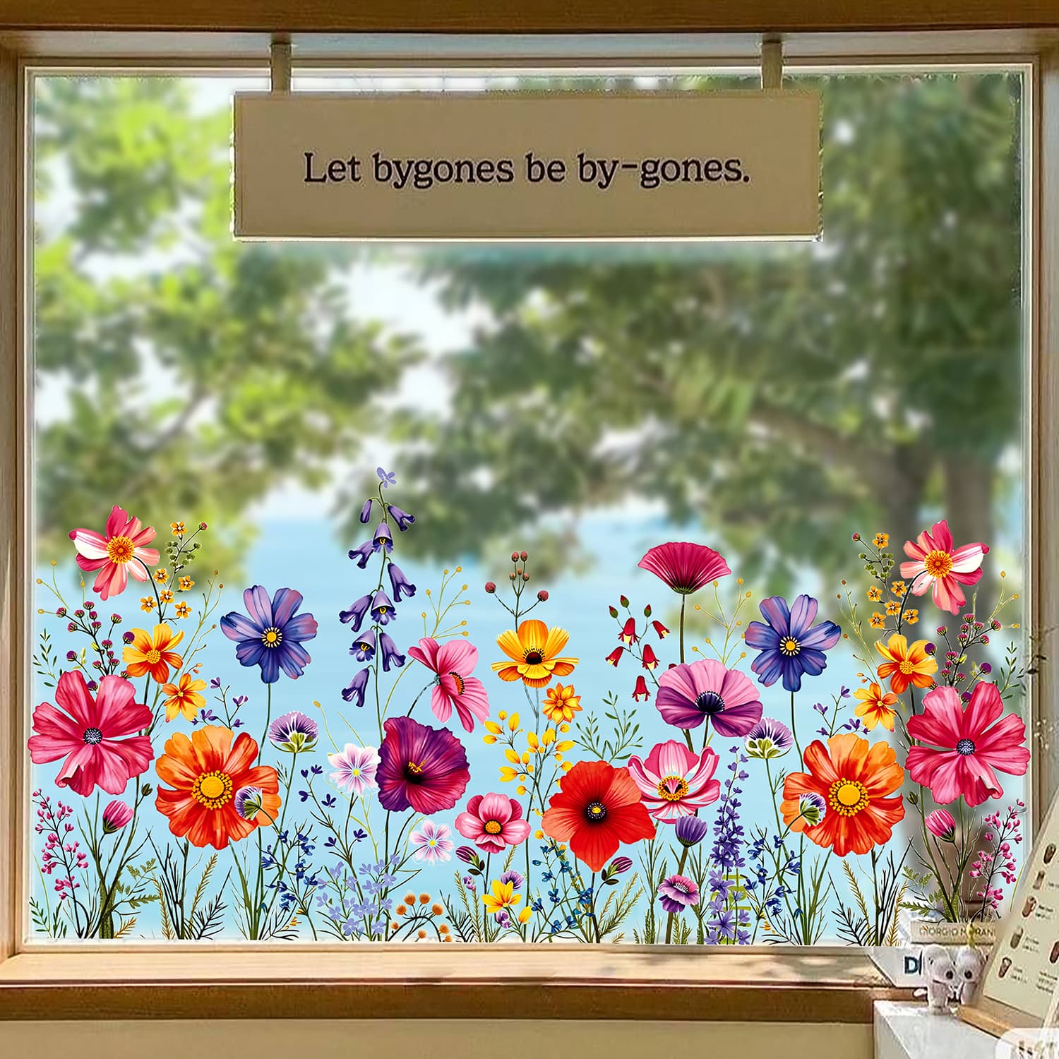 New Multicolor Hand-Painted Flower Balcony Bedroom Decorative Static Cling Removable No Glue Bestseller Cross-Border Wholesale
