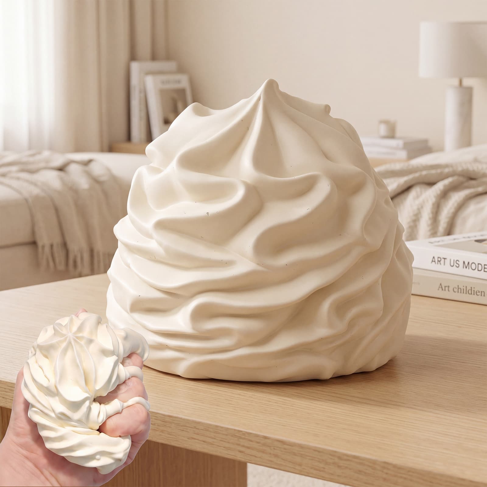 Cream Roll Squishy Toy White Simulated Cream Squeeze Toy Soft Silicone Stress Relief