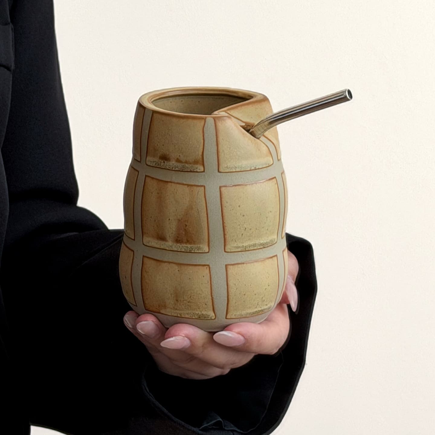 Japanese retro kiln-turned hand cup, underglaze color ceramic mug, straw, home office drinking cup, souvenir