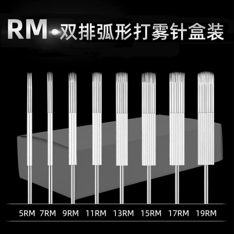 Disposable Arc Shaped Double Row Tattoo Needle for Body Art Temporary Tattoo Equipment Mist Needle Long Row Needle