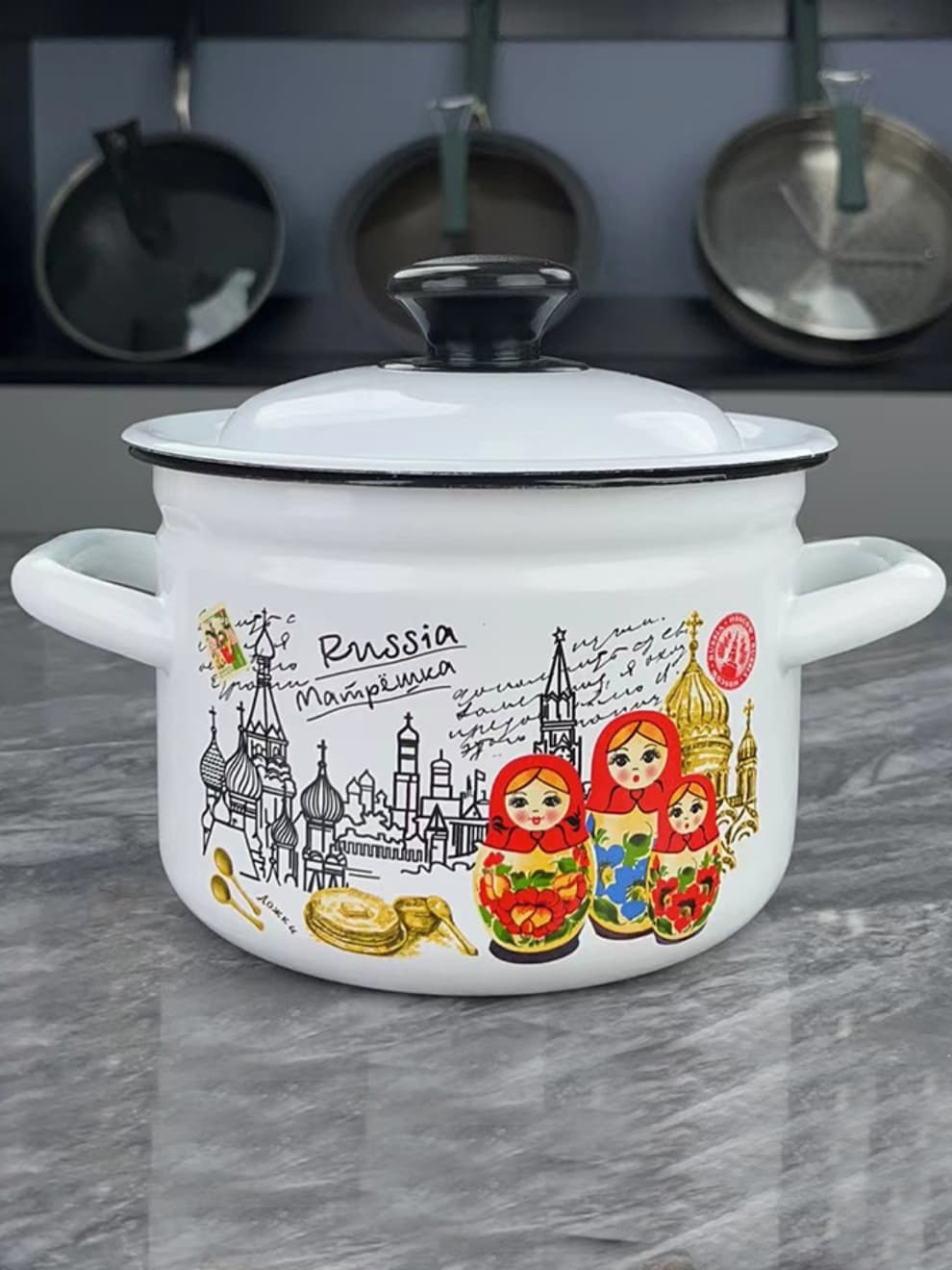 Russian imported enamel tank lard tank soup pot milk pot binaural kitchen household kitchenware imported enamel large capacity