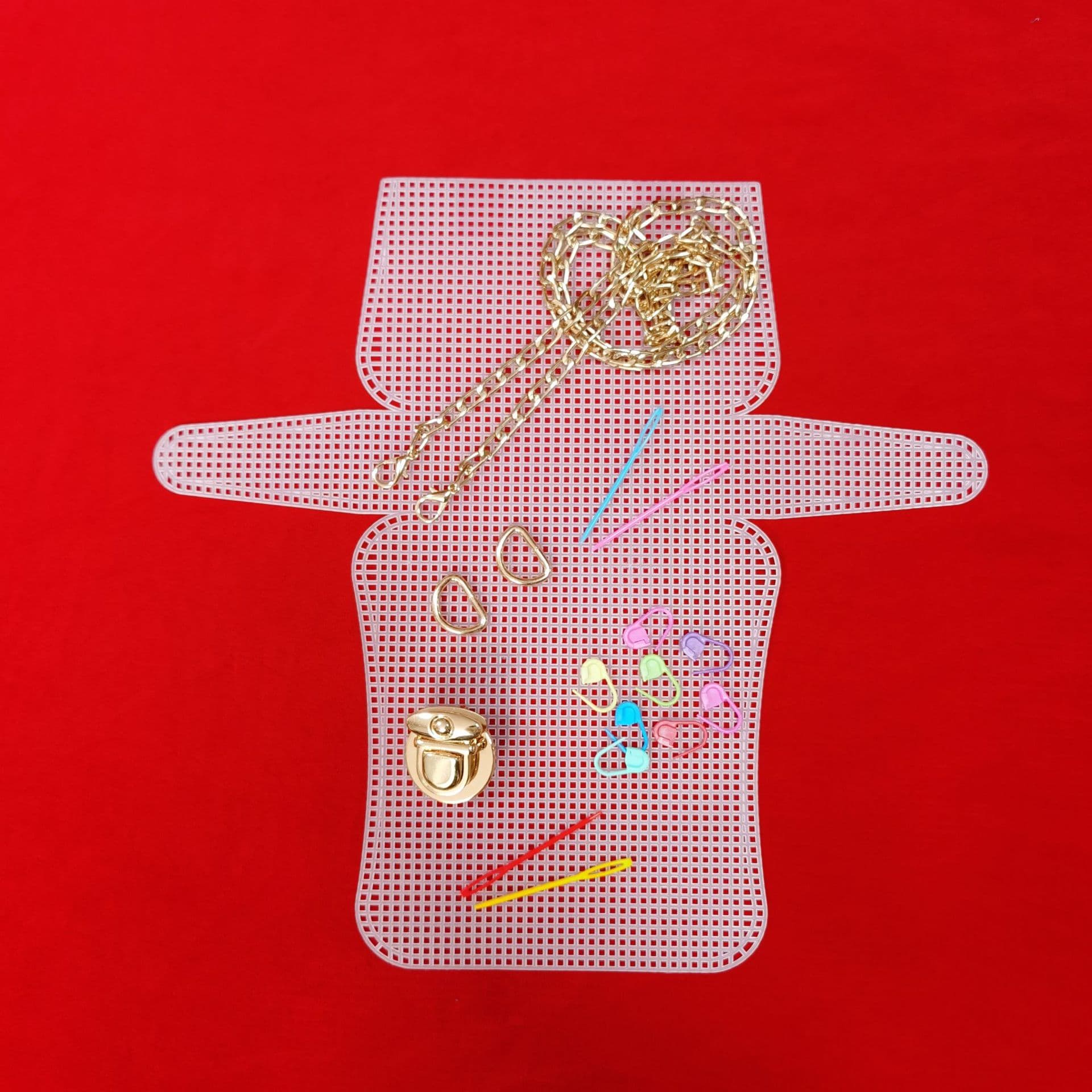 Handwoven Deer Style Plastic Mesh Sheet Coin Purse Crossbody Bag Set Material Kit