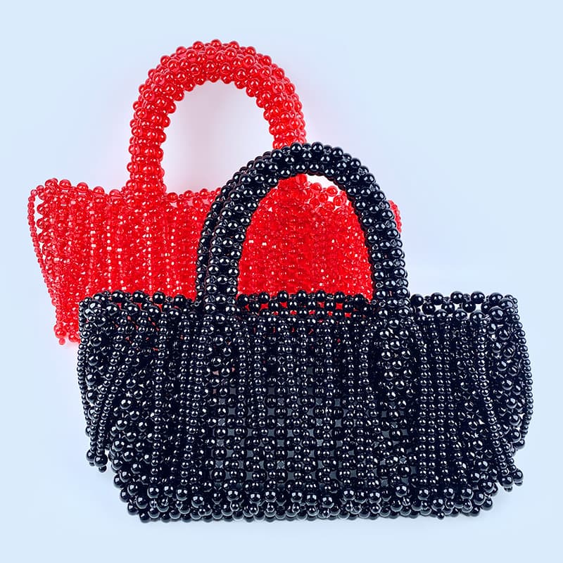 2024 new style tassel hand-woven solid color beaded vegetable basket bag fashion trend handbag hand bag