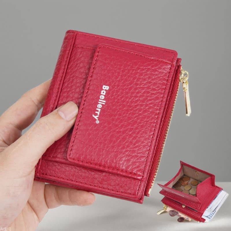 Mini Ladies Wallet Baellerry Simple Multi-Card Position Zipper Coin Purse Women's Compact Hard Coin Bag Fashionable Trendy Style
