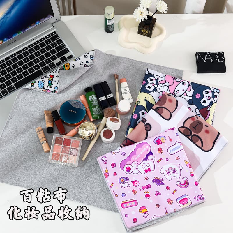 In-stock magic cloth makeup storage bag, reusable adhesive cat wrapping fabric, lens wrap and self-adhesive organizing cloth