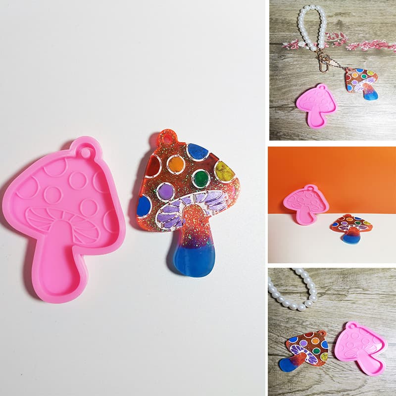 Small Mushroom Keychain Silicone Mold DIY Mushroom Pendant Backpack Accessory Epoxy Resin Mold