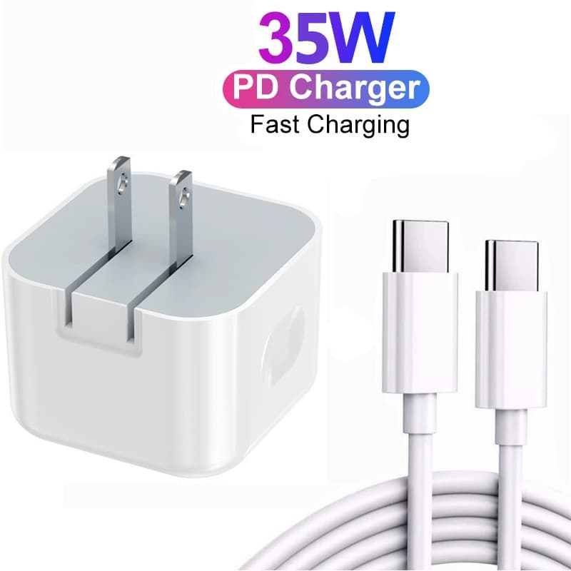Dual Port USB-C to USB-C 35W Fast Charger, PD Fast Charging Head Compatible with Apple, Android, Huawei Phones