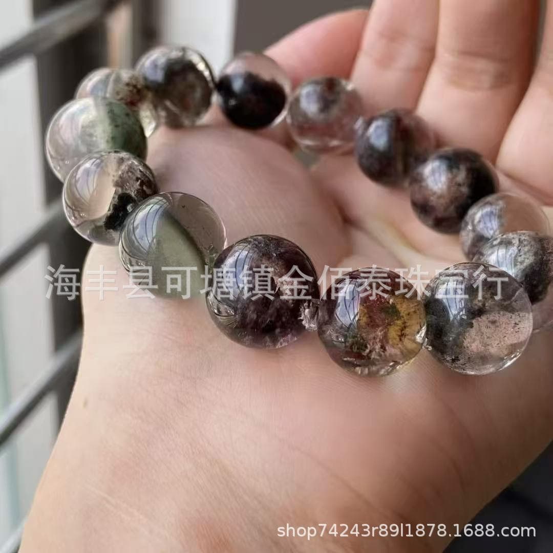 Cow Nostril Green Ghost Bubble Bead Bracelet Natural Green Ghost Transparent Crystal Bracelet for Men and Women Manufacturer Wholesale Ghost