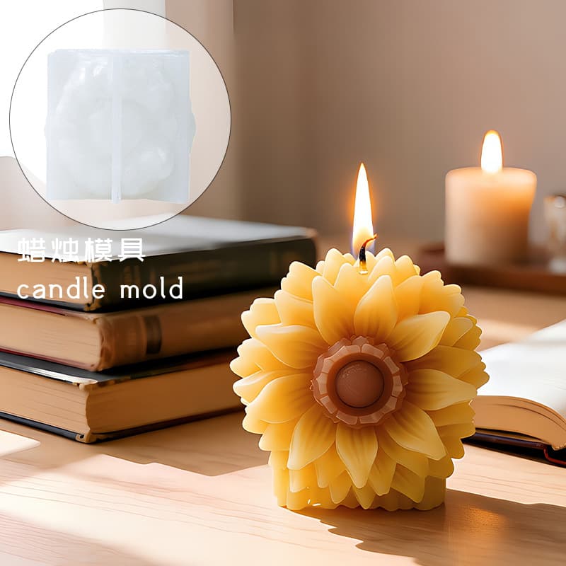 In Stock Double-Sided Sunflower Candle Silicone Mold Furniture Sunflower Plant Aromatherapy Decor Candle Mold