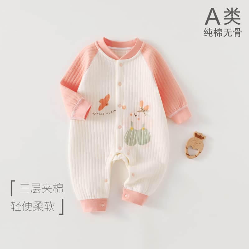 Baby Thermal Romper Autumn/Winter Pure Cotton Three-Layer Quilted Padded Bodysuit Thickened Warm Baby Boy Girl Winter Outfit