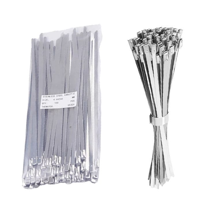 304 Stainless Steel Cable Ties Universal Straps 4.6*300 Metal Marine Steel Band White Steel Metal Zip Ties Factory Wholesale