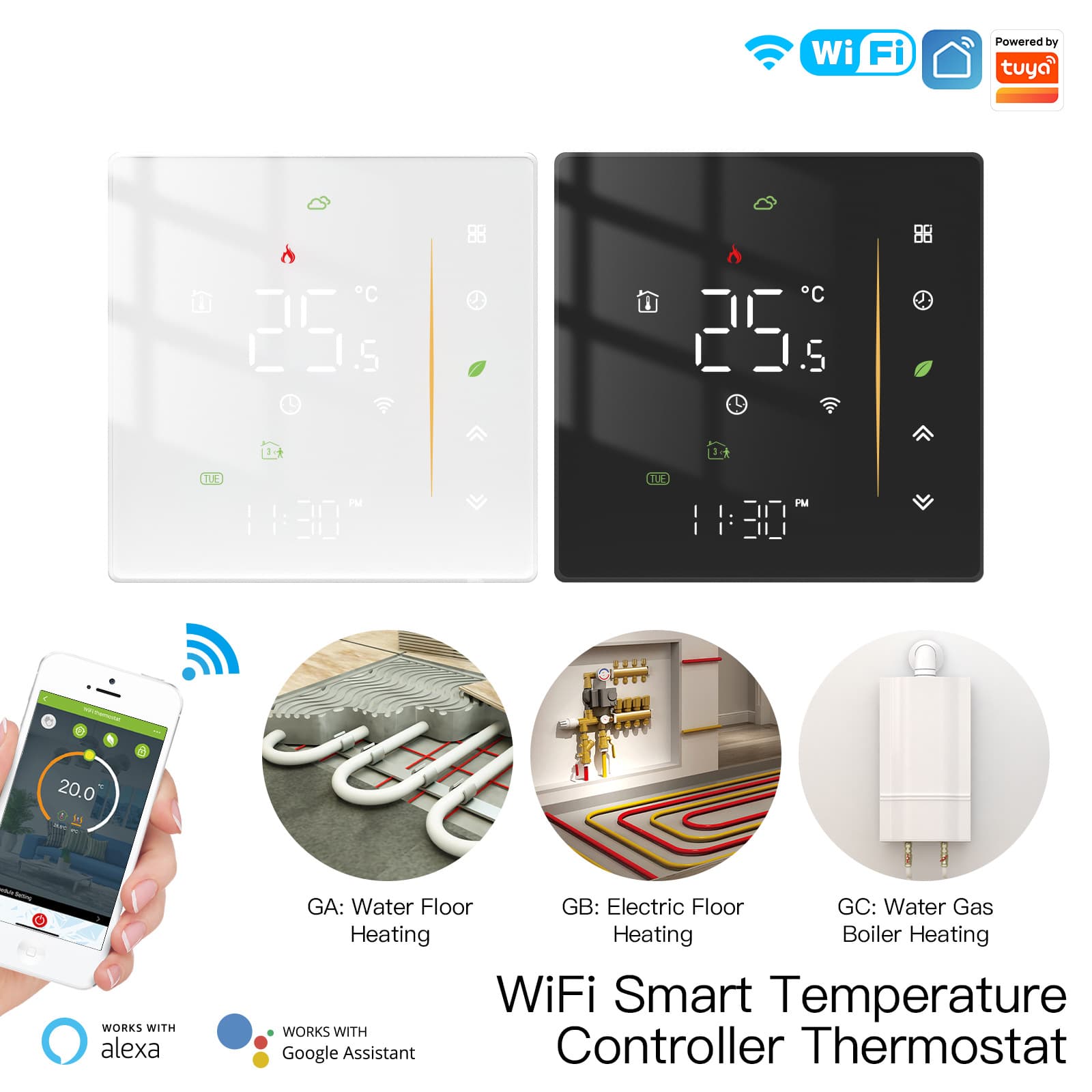 Smart Home WiFi Thermostat Switch Energy Saving Floor Heating Boiler Electric Heating Water Heating Temperature Control Switch