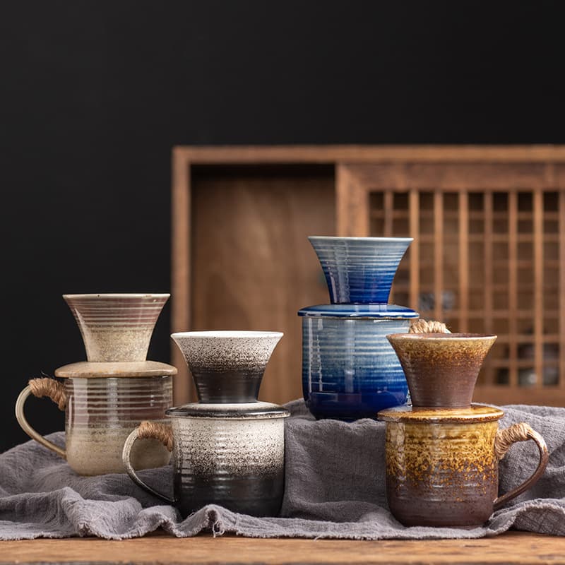 Ceramic Pour-Over Coffee Maker Set with Ceramic Coffee Filter, Creative Coffee Dripper, Afternoon Tea Coffee Carafe