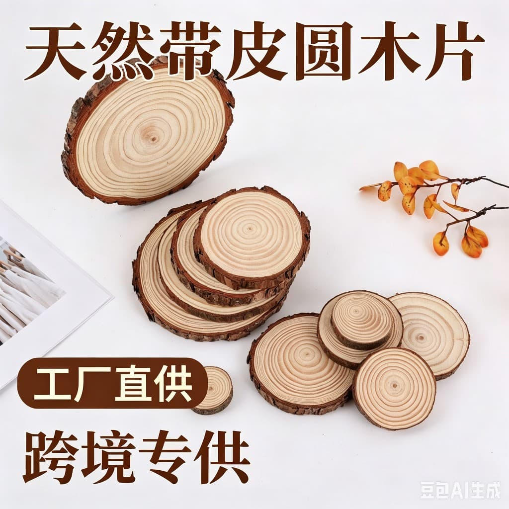 Natural Pine Wood Slices with Bark, Multiple Sizes, Kiln-Dried Crack-Resistant Wood Rounds, DIY Craft Christmas Decor Coasters