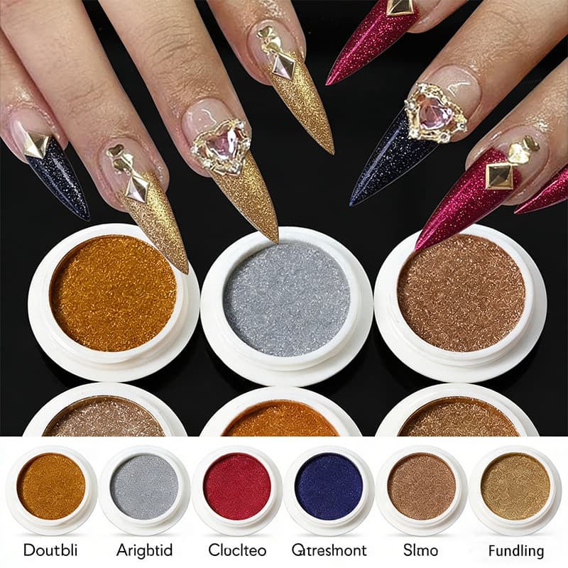 Cross-border Hot Selling Nail Art Mirror Powder Multi-Color Set Gold Plating Powder Nail Polish Edge Mirror Aurora Nail Art Accessories