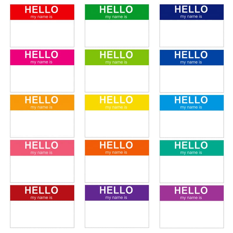 Cross-border wholesale 15 colors name tags rainbow stickers rectangular name stickers school office stationery stickers