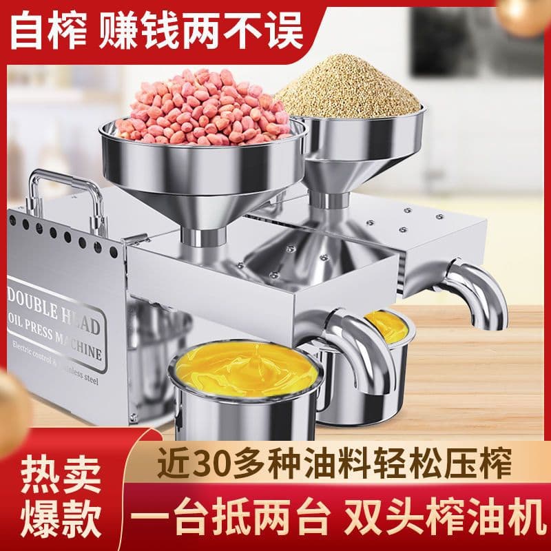 2025 New Stainless Steel Double-head Oil Press Automatic Small Commercial Oil Press Free Shipping Amazon