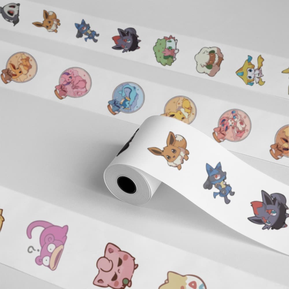 500 Stickers/Roll Pokemon Collection Emoji Sticker Roll Xiaohongshu High-Value Decorative Journal Sealing Stickers
