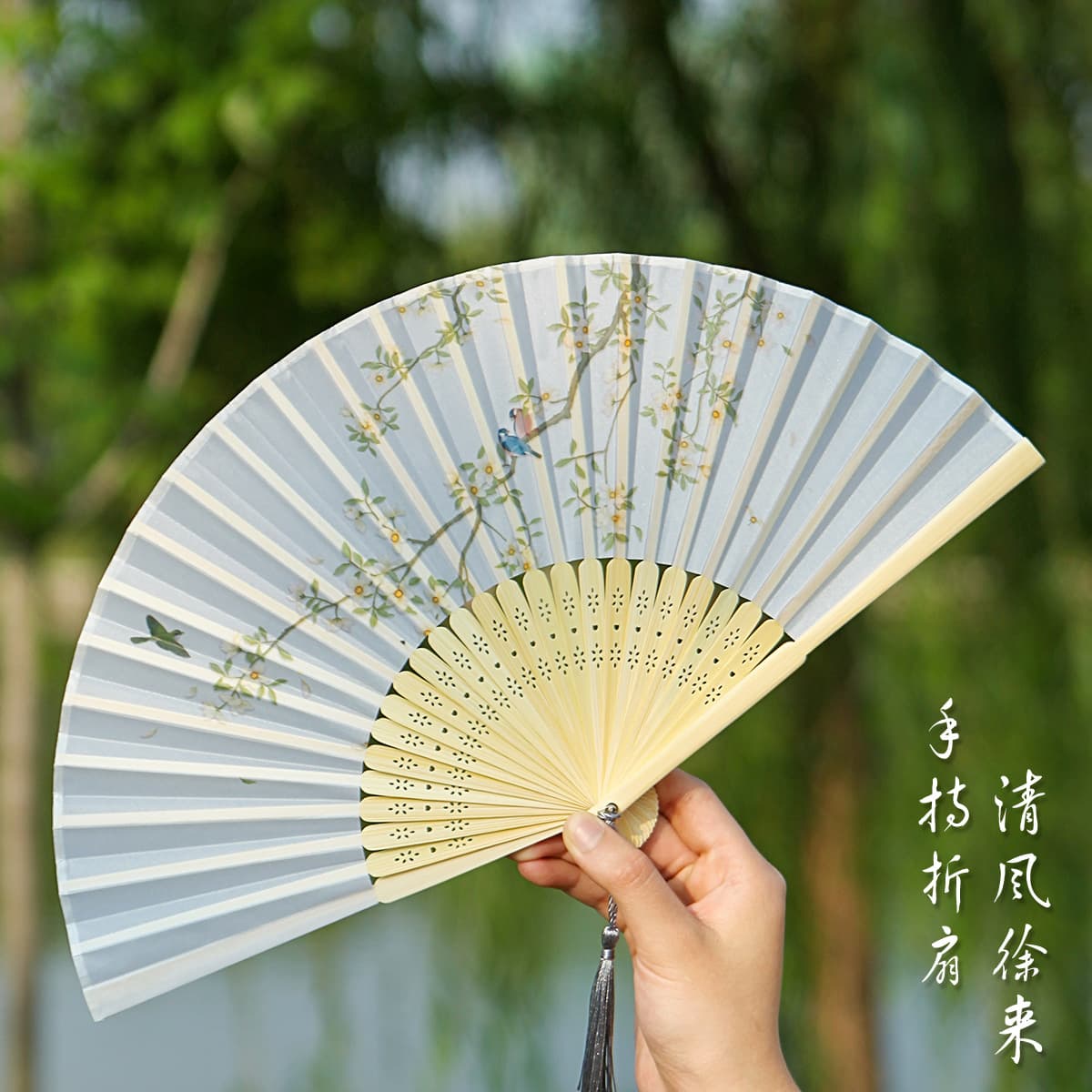 Ancient Chinese style fan, suitable for women wearing Hanfu and cheongsam, dance, children and students, portable folding fan.