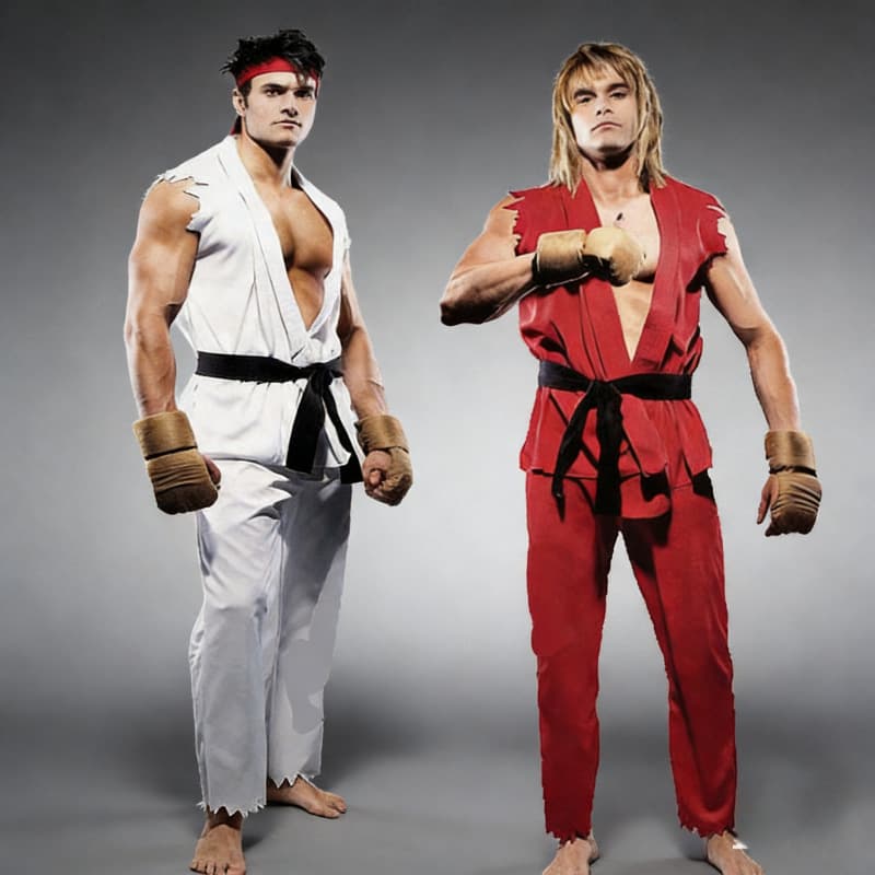 White Red Street Fighter Fighting Belt Heavyweight Wearable Figure