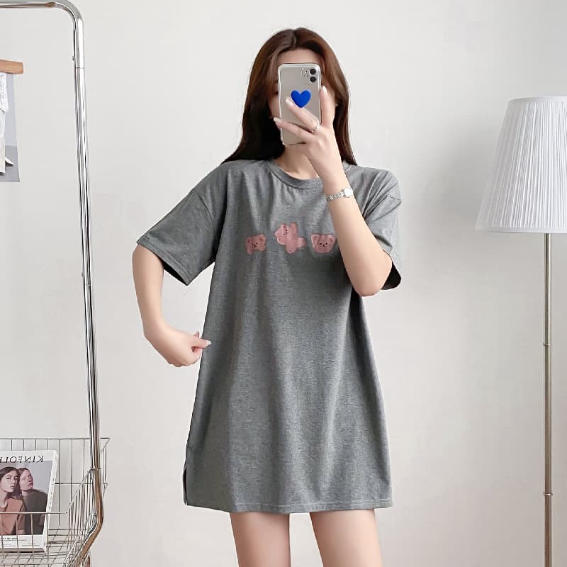 9170 Maternity Nursing Nightgown Summer Short Sleeve Loose Thin T-Shirt Dress Postpartum Nursing Wear