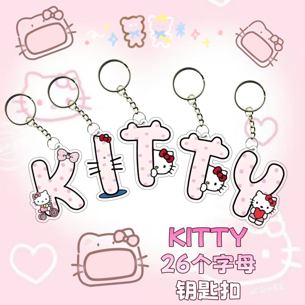 Kitty Cat Letter Backpack Keychain Acrylic High Appearance Student Gift Cartoon Cute Couple Pendant