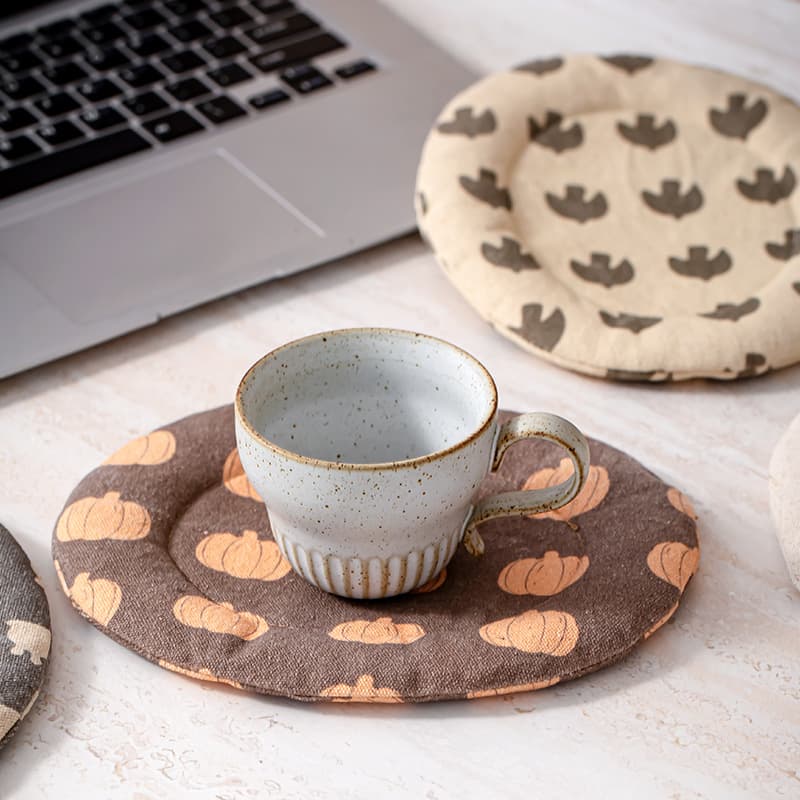 ins handmade placemat stuffed with cotton donut coaster pose props quilted mat creative insulation pad fabric anti-scalding