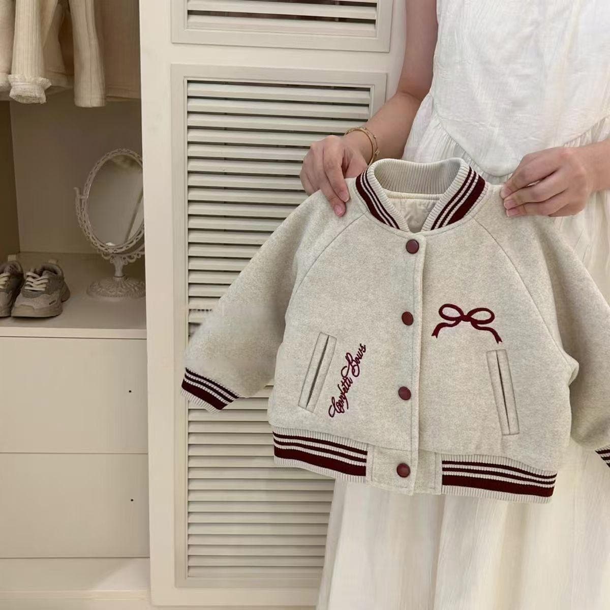 Girls' Outerwear Autumn/Winter 2025 New Children's Baseball Jacket Quilted Thick Top Korean Style Kids' Wool Coat