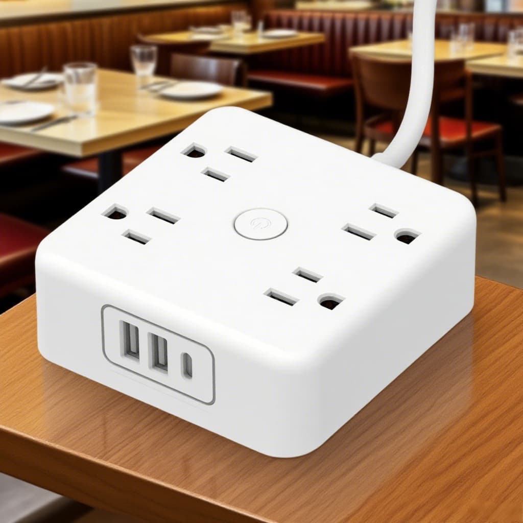 American Standard Desktop Converter Socket with Multiple USB Ports Charging Power Strip, 15A 1875W High-Power Extension Cord
