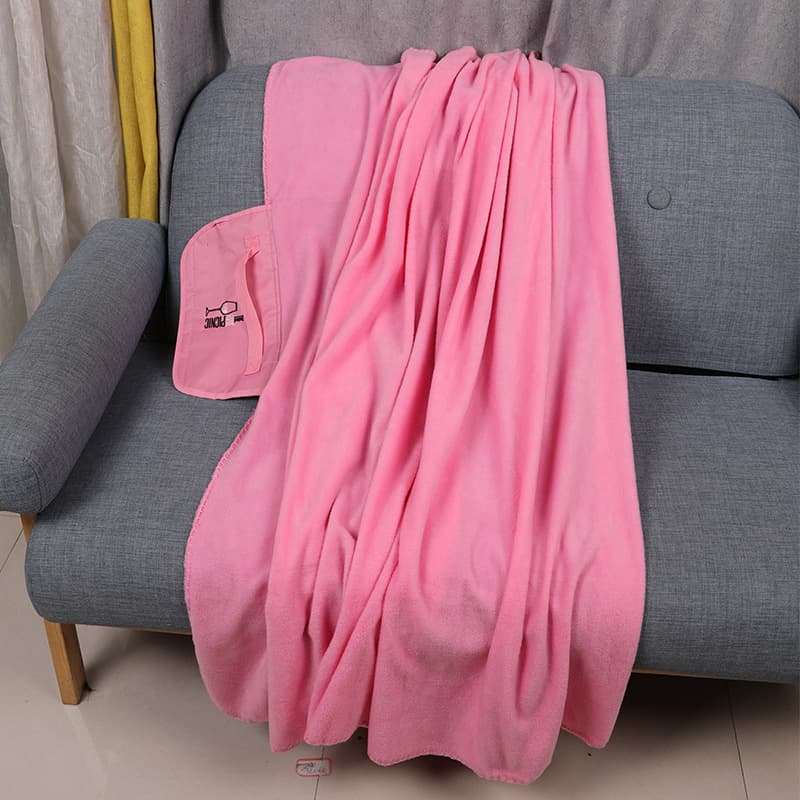 Polar Fleece Picnic Blanket, Solid Color Promotional Gift Blanket, Export Double-sided Polar Fleece Blanket with Logo Option
