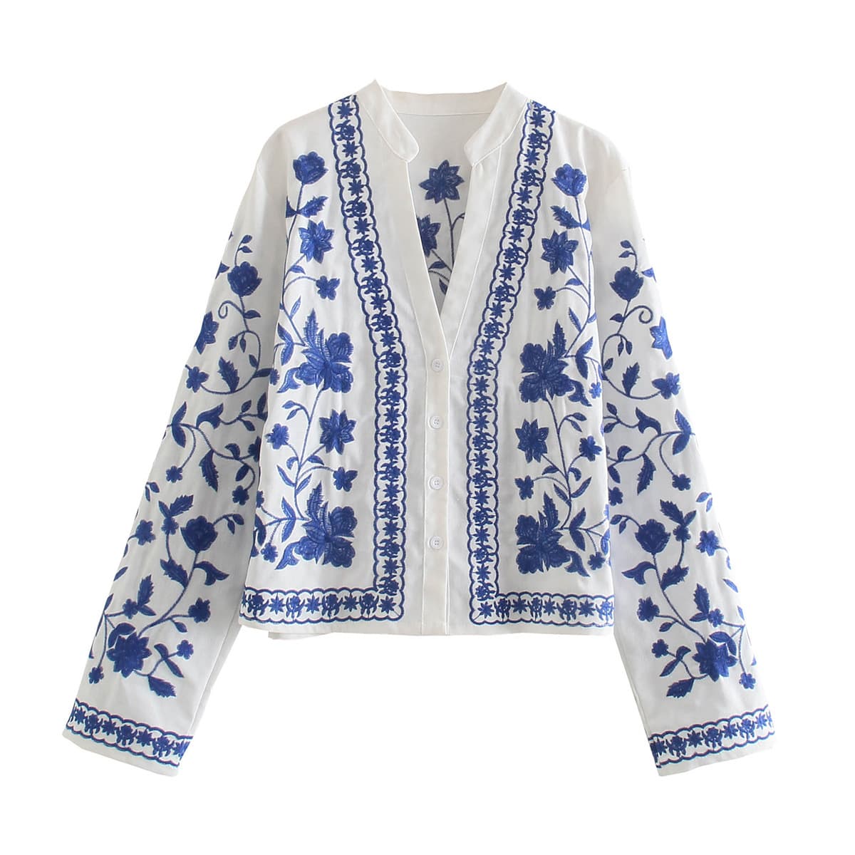 2026 New Women's Loose Casual Heavy Embroidery Floral Top for Cross-Border Trade 8272