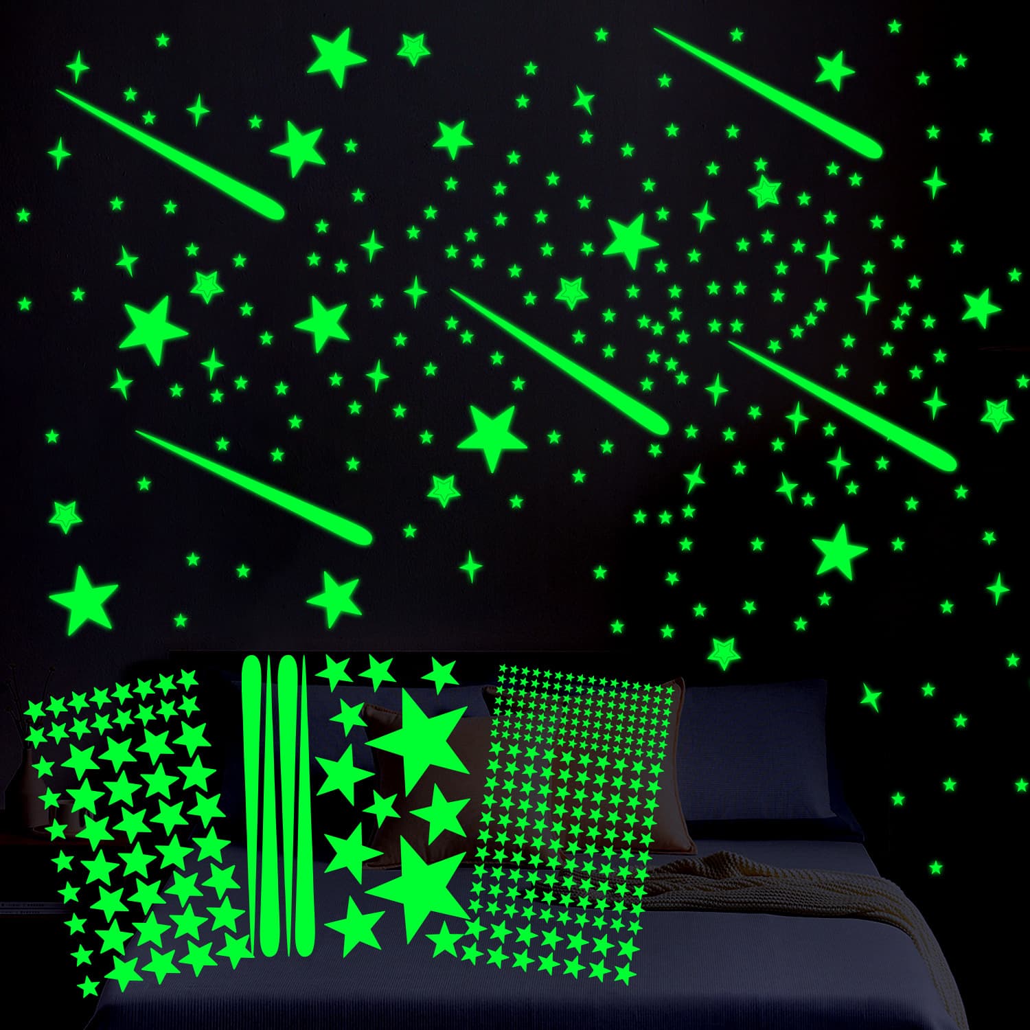 Xinuo Foreign Trade Creative Star Meteor Glow Wall Sticker for Kids Room, Living Room, Bedroom, Hallway, Bathroom Wall Decoration