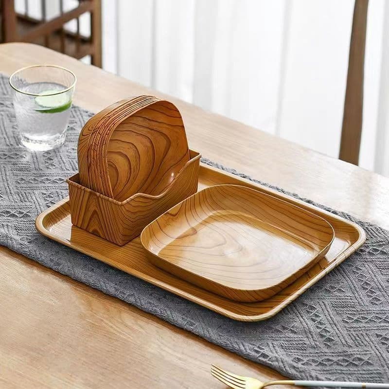New faux wood grain bone spittoon plate/dish, creative and trendy for fruit, snacks, melon seeds, candy, and tabletop trash can.