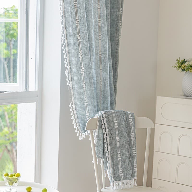 Amazon Nordic cotton-linen curtains in multiple colors independent station temu gauze semi-transparent bedroom and living room floor Roman curtains