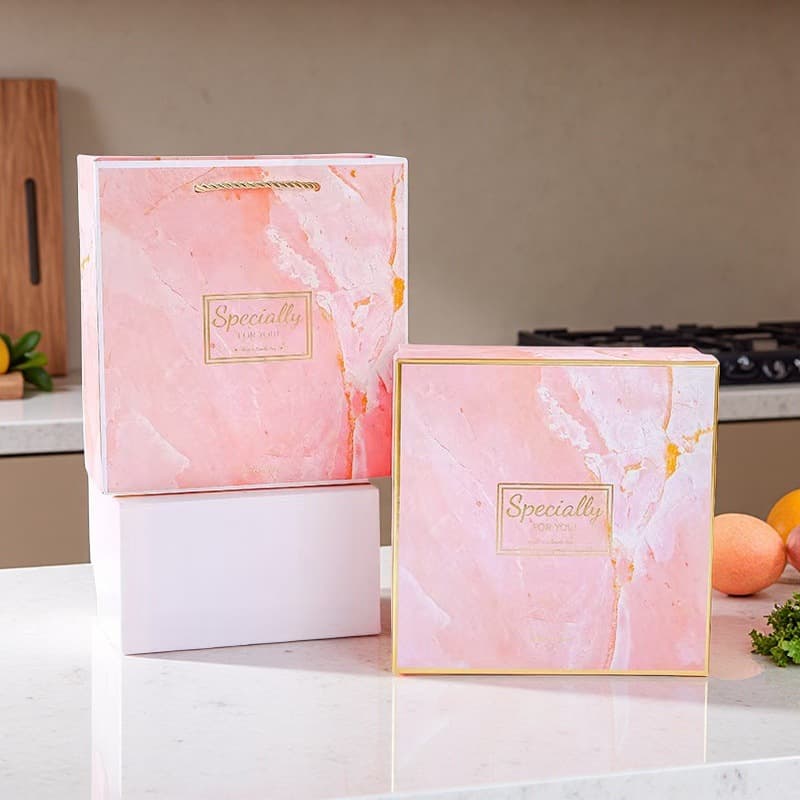 Festive Gift Box Set Square Marble Pattern Birthday Gift Valentine's Day March 8th Business Gift Packaging Box