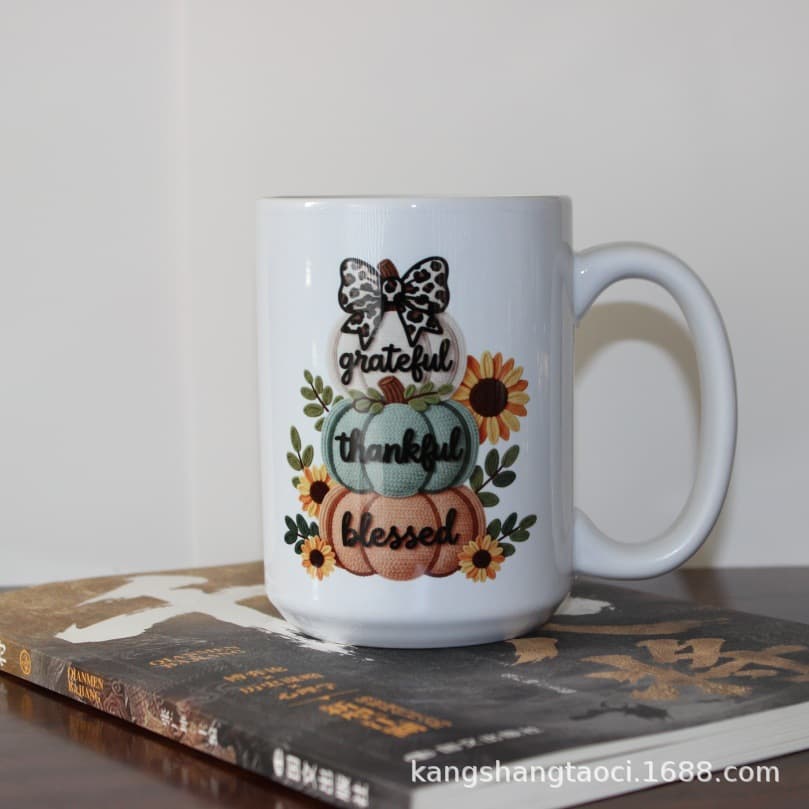 15oz Cross-Border Best-Selling Mug with Custom Logo Printing, DIY Mug for Office and Home Use