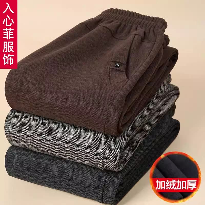 Mother's Pants for Spring, Autumn, and Winter, Fleece-Lined Loose Straight-Leg Pants for Elderly Women, Outerwear Long Pants for Seniors Size 60