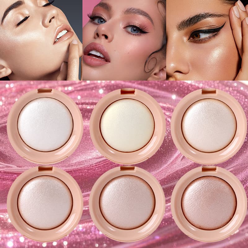 Cross-border Highlighter Baked Powder Blush Rouge Peach Brightening Sunset Golden Orange Pure Alluring Natural Nude Makeup Student Low Saturation