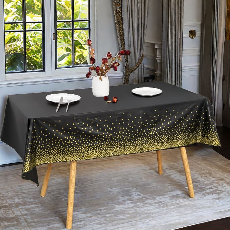 Cross-Border Amazon Polka Dot Party Tablecloth PEVA Waterproof and Oil-Resistant Disposable Party Table Cover for Export