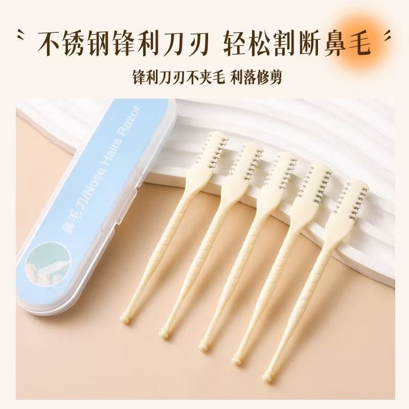 Stainless Steel Offset Double-sided Nose Hair Trimmer with Spiral Ear Pick Head, Unisex Manual Nose Hair Scissors