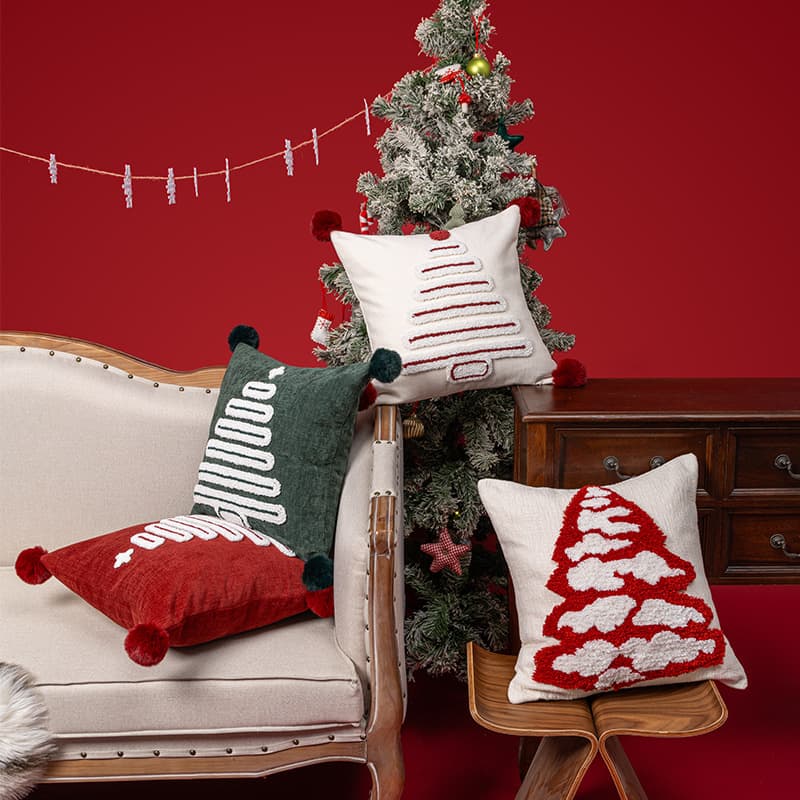 New Christmas-themed home living room sofa cushion covers, bed headboard pillow covers, Christmas tree pattern cushions and pillows