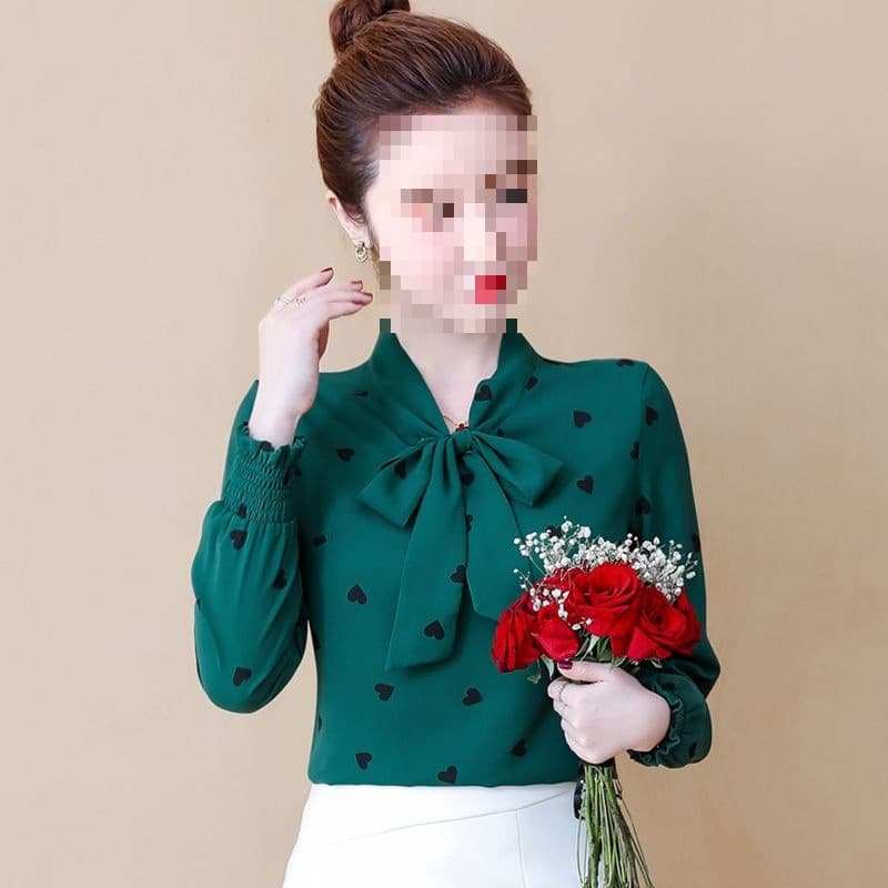 Women's long-sleeved chiffon blouse, spring and autumn style, Korean style, loose fit, fashionable base layer, new elegant chiffon top, suitable for both inner and outer wear.