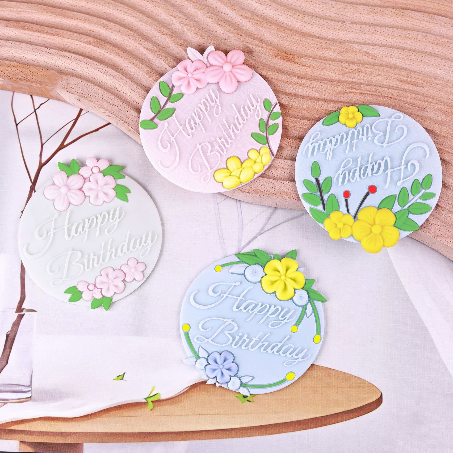 Birthday Greeting Aromatherapy Wax Slice Decoration Silicone Mold Souvenir Cake Baking Plug in Various Styles Wholesale