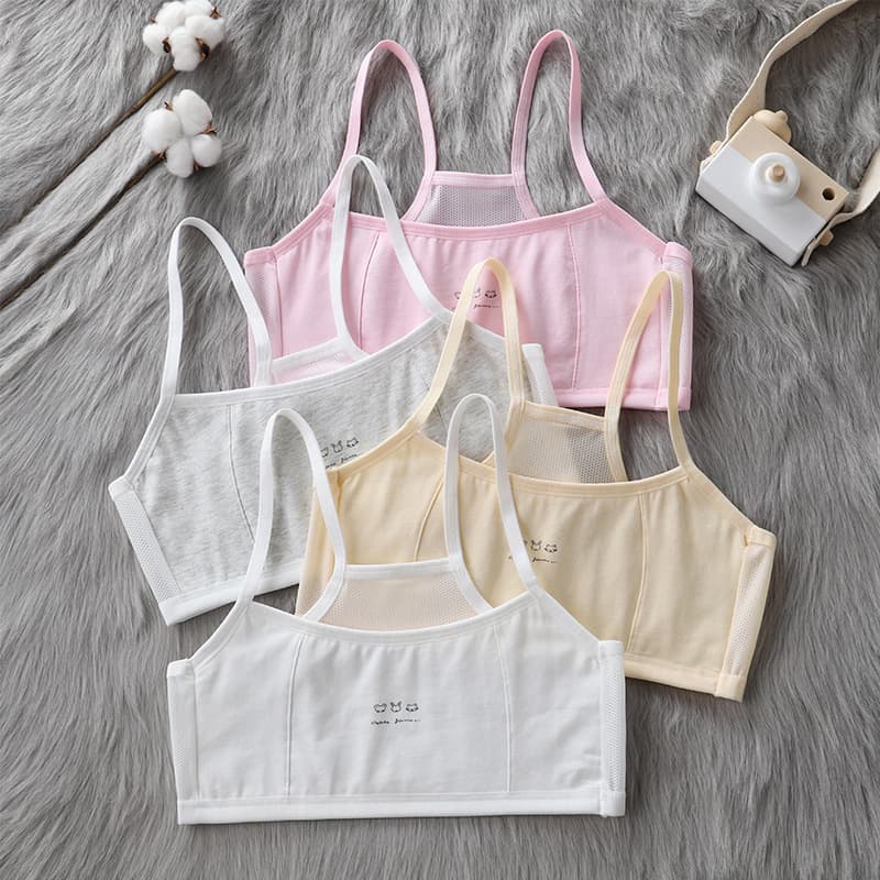 Girls' Underwear for Development Stage, Elementary School Students Summer Thin Style, Middle School Teen Bras, Children's Anti-Nipple Show Camisoles