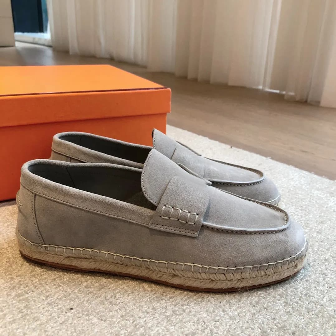 High-definition new leather men's casual slip-on loafers, personalized straw bottom one-foot fisherman's shoes, lazy men's shoes