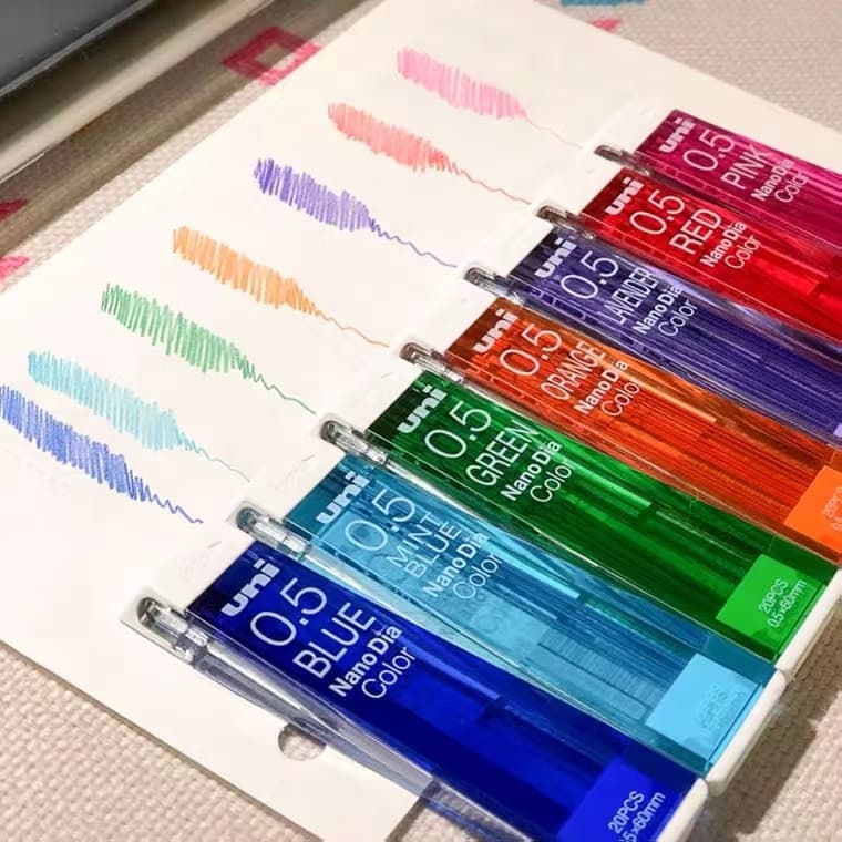 Japan UNI Mitsubishi Colored Mechanical Pencil Lead 0.5-202NDCI Nano Drawing Non-Breaking Pencil Lead for Sketching