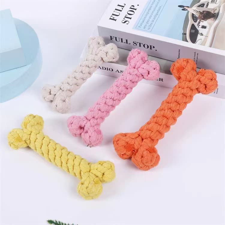 Pet Dog Chew Rope Cotton Rope Bone, Dog Knot Toy Durable Braided Toy for Large and Small Dogs, Factory Wholesale
